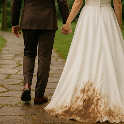How to Clean a Muddy Wedding Dress After an Outdoor Wedding